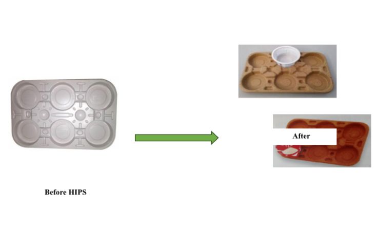 Waste paper pulp moulded tray for dahi cups