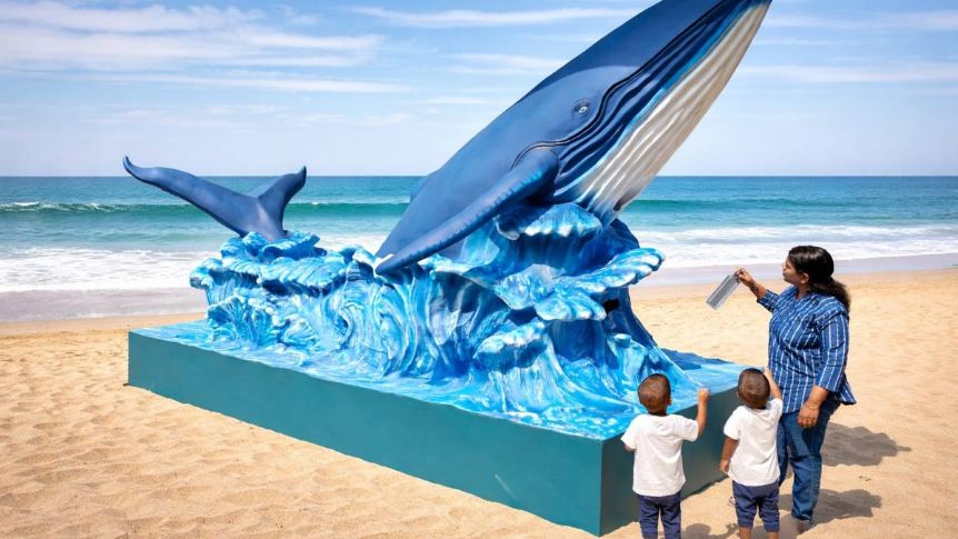 InstaGood’s whale-shaped RVMs bring playful sustainability to Chennai’s Marina